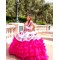 Ruffle Off Shoulder White On Pink Quinceanera Dress Sweetheart Neck 15 Dresses