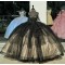 Ruffled Black On Champagne Quince Dresses Lace Appliques Off Shoulder 15 Dress