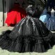 Ruffled Black Quinceanera Dresses Sweetheart Neck Sleeveless 15 Dress