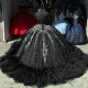 Ruffled Black Quinceanera Dresses Sweetheart Neck Sleeveless 15 Dress