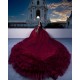 Ruffled Burgundy Quinceanera Dress Off Shoulder Princess Dresses