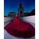 Ruffled Burgundy Quinceanera Dress Off Shoulder Princess Dresses