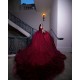 Ruffled Burgundy Quinceanera Dress Off Shoulder Princess Dresses