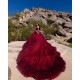 Ruffled Burgundy Quinceanera Dress Sequin Off Shoulder Sweet 15 Gowns