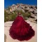 Ruffled Burgundy Quinceanera Dress Sequin Off Shoulder Sweet 15 Gowns