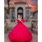 Ruffled Fuchsia Quinceanera Dress Off Shoulder Vestidos De 15 Anos