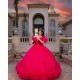 Ruffled Fuchsia Quinceanera Dress Off Shoulder Vestidos De 15 Anos