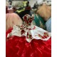 Ruffled Red Quinceanera Dress Sweetheart Embroidered Flowers 15 Dresses