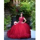 Ruffled Red Quinceanera Dress V Neck 15 Dresses