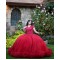 Ruffled Red Quinceanera Dress V Neck 15 Dresses