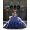 Ruffled Royal Blue Quince Dress Long Sleeve Vestidos De 15 Anos