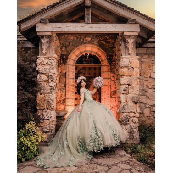 Sage Green Quinceanera Dress Off Shoulder Vestidos De 15 Anos