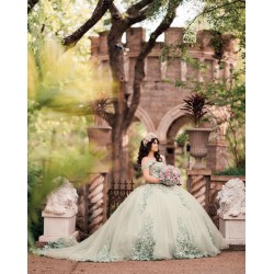 Sage Green Quinceanera Dress Off Shoulder Vestidos De 15 Anos