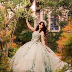 Sage Green Quinceanera Dress Off Shoulder Vestidos De 15 Anos