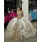 Scoop Neck Champagne Quinceanera Dresses Spaghetti Strap 15 Dress