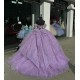 Scoop Neck Lilac Quinceanera Dresses Off Shoulder Ball Gown With Bow