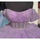 Scoop Neck Lilac Quinceanera Dresses Off Shoulder Ball Gown With Bow