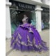 Scoop Neck Purple Quinceanera Dress Off Shoulder 15 Dresses