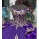 Scoop Neck Purple Quinceanera Dress Off Shoulder 15 Dresses