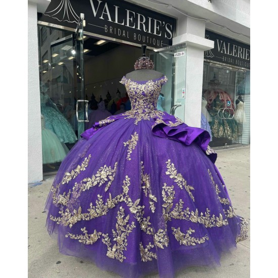 Scoop Neck Purple Quinceanera Dress Off Shoulder 15 Dresses