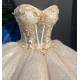 See Through Bodice Champagne Dama Dresses Quince Dress 2024