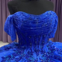 Sequin Navy Blue Quinceanera Dresses Off Shoulder 15 Dress