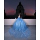 Sequin Sky Blue Quince Dress Off Shoulder Vestidos De 15 Anos