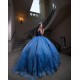 Sequin Sky Blue Quince Dress Off Shoulder Vestidos De 15 Anos