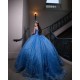 Sequin Sky Blue Quince Dress Off Shoulder Vestidos De 15 Anos