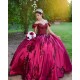 Sequin Sweetheart Neck Burgundy Quince Dresses Off Shoulder 15 Dress