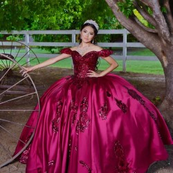 Sequin Sweetheart Neck Burgundy Quince Dresses Off Shoulder 15 Dress