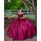 Sequin Sweetheart Neck Burgundy Quince Dresses Off Shoulder 15 Dress