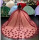 Short Sleeve Burgundy Quinceanera Dress Sweetheart 15 Dresses