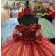 Short Sleeve Burgundy Quinceanera Dress Sweetheart 15 Dresses