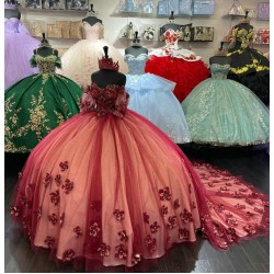 Short Sleeve Burgundy Quinceanera Dress Sweetheart 15 Dresses