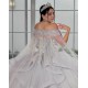 Silver Quinceanera Dress Shiny Crystal Vestidos De 15 Anos With Cape