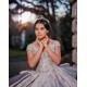 Silver Quinceanera Dress V Neck Vestidos De 15 Anos Off Shoulder Sweet 16 Dresses