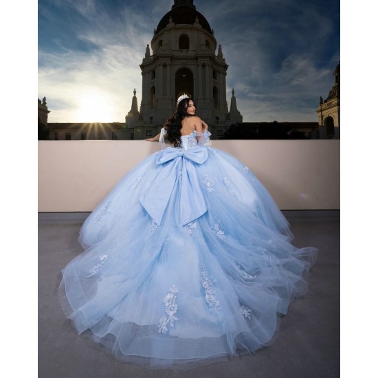 Sky Blue Quince Dress Off Shoulder Vestidos De 15 Anos With Bow