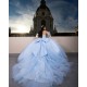 Sky Blue Quince Dress Off Shoulder Vestidos De 15 Anos With Bow