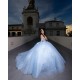 Sky Blue Quince Dress Off Shoulder Vestidos De 15 Anos With Bow