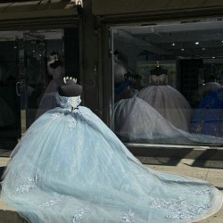 Sky Blue Quinceanera Dresses Sweetheart Neckline 15 Dress