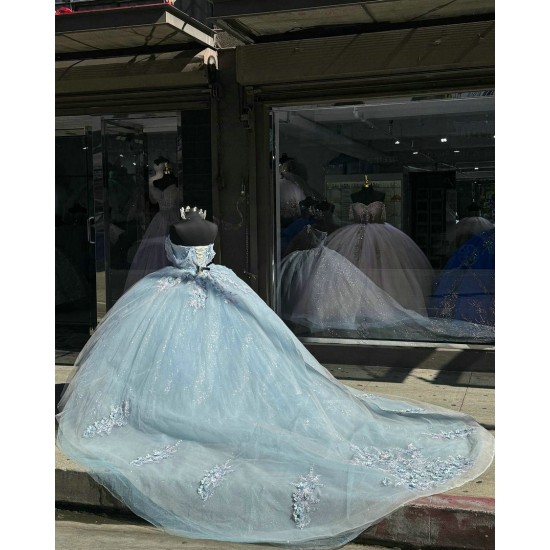 Sky Blue Quinceanera Dresses Sweetheart Neckline 15 Dress