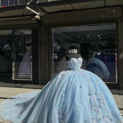 Sky Blue Quinceanera Dresses Sweetheart Neckline 15 Dress