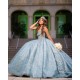 Sleeveless Aqua Blue Quinceanera Dress Sweetheart Neck Vestidos De 15 Anos