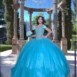 Sleeveless Aqua Quinceanera Dress Crystal Sweetheart Neck 15 Dresses