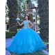 Sleeveless Aqua Quinceanera Dress Crystal Sweetheart Neck 15 Dresses