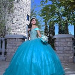 Sleeveless Aqua Quinceanera Dress Crystal Sweetheart Neck 15 Dresses