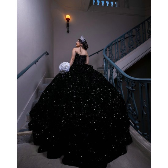 Sleeveless Black Quinceanera Dress Sweetheart 2024 Dresses