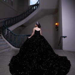 Sleeveless Black Quinceanera Dress Sweetheart 2024 Dresses