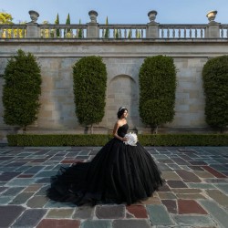 Sleeveless Black Quinceanera Dresses Square Collar 15 Dress